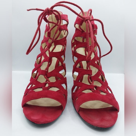 Nine West Red Suede authority Lace Pumps 8.5 - Picture 2 of 8